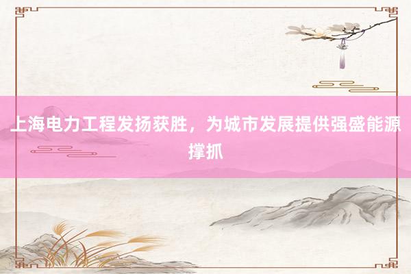 上海电力工程发扬获胜，为城市发展提供强盛能源撑抓