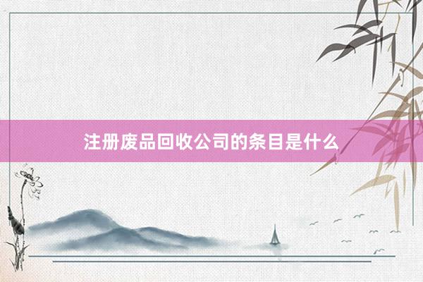 注册废品回收公司的条目是什么