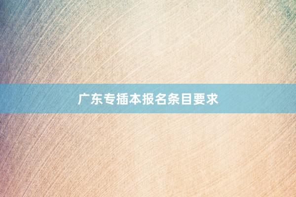 广东专插本报名条目要求