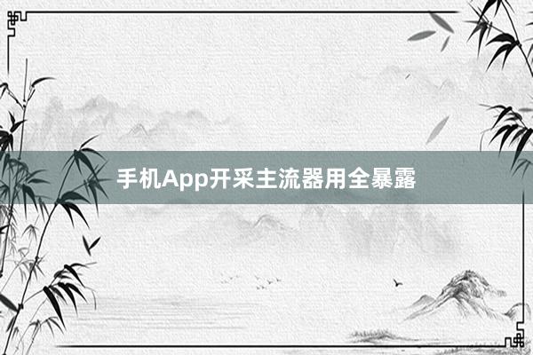 手机App开采主流器用全暴露