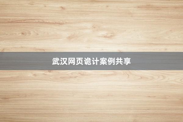 武汉网页诡计案例共享